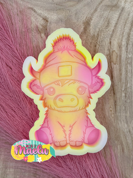 Highland Cow with Toboggan Freshie Mold | silicone freshie mold