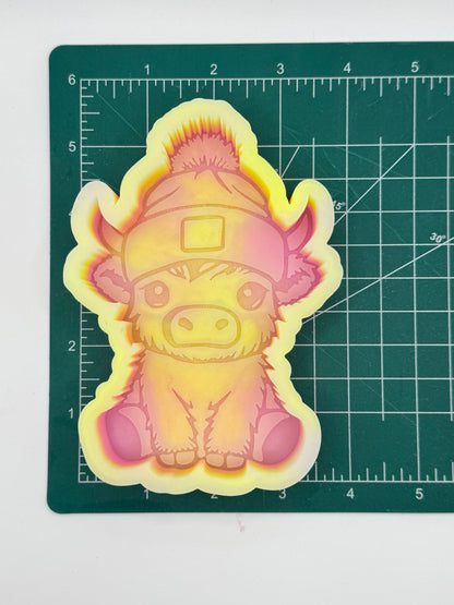 Highland Cow with Toboggan Freshie Mold | silicone freshie mold