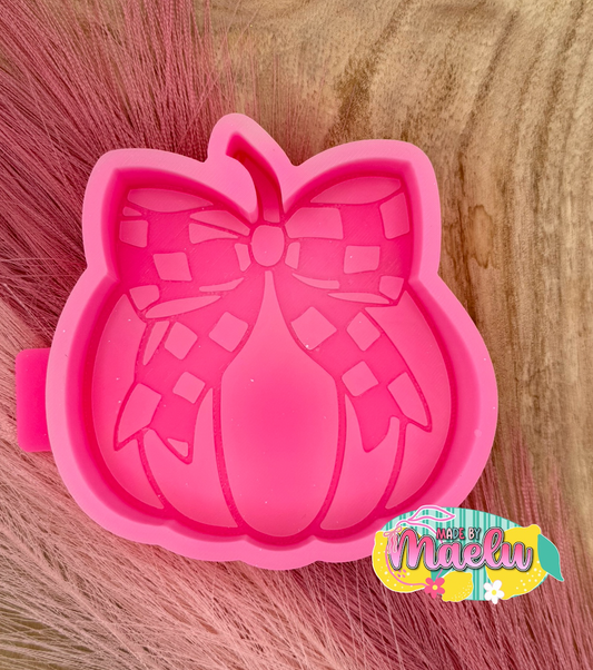 Pumpkin with Check Bow freshie mold | silicone freshie mold | F144