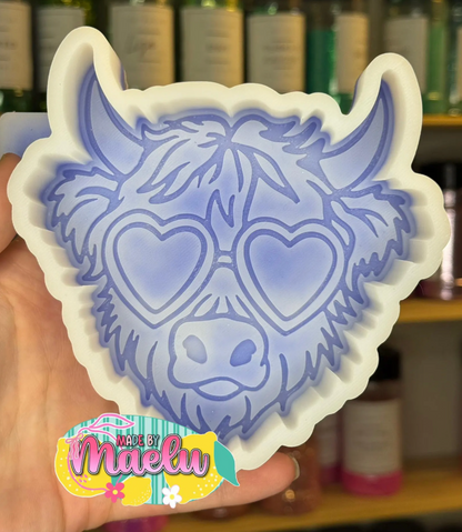 Highland with Heart Glasses Freshie Mold | Silicone Freshie Mold | 296