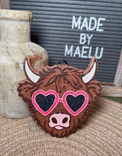 Highland with Heart Glasses Freshie Mold | Silicone Freshie Mold | 296