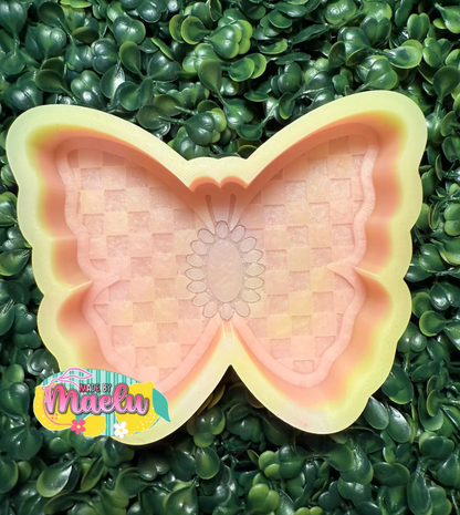 Checkered Concho Butterfly | Silicone Freshie Mold | 308