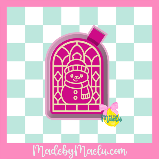 Stained Glass Snow Man CWD Freshie Mold | silicone freshie mold | C198